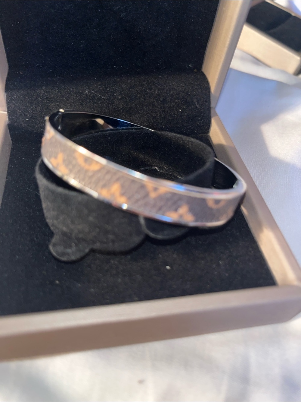 Elegant Brown Patterned Bangle Bracelet for Women